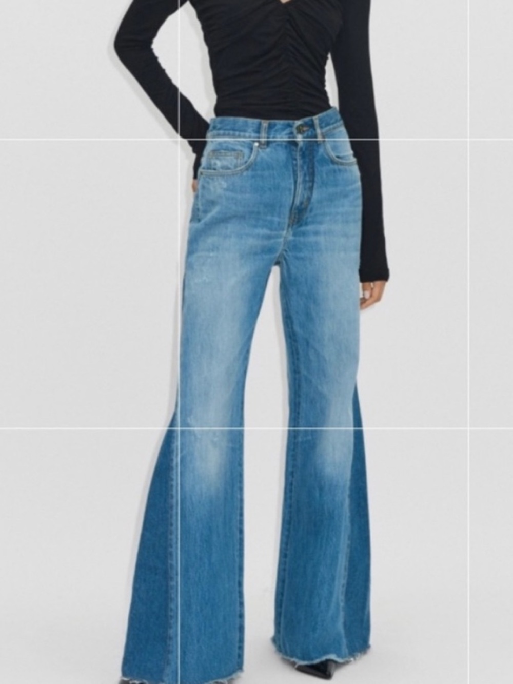 ME+EM Dark Indigo Wide-Leg Flare Jeans